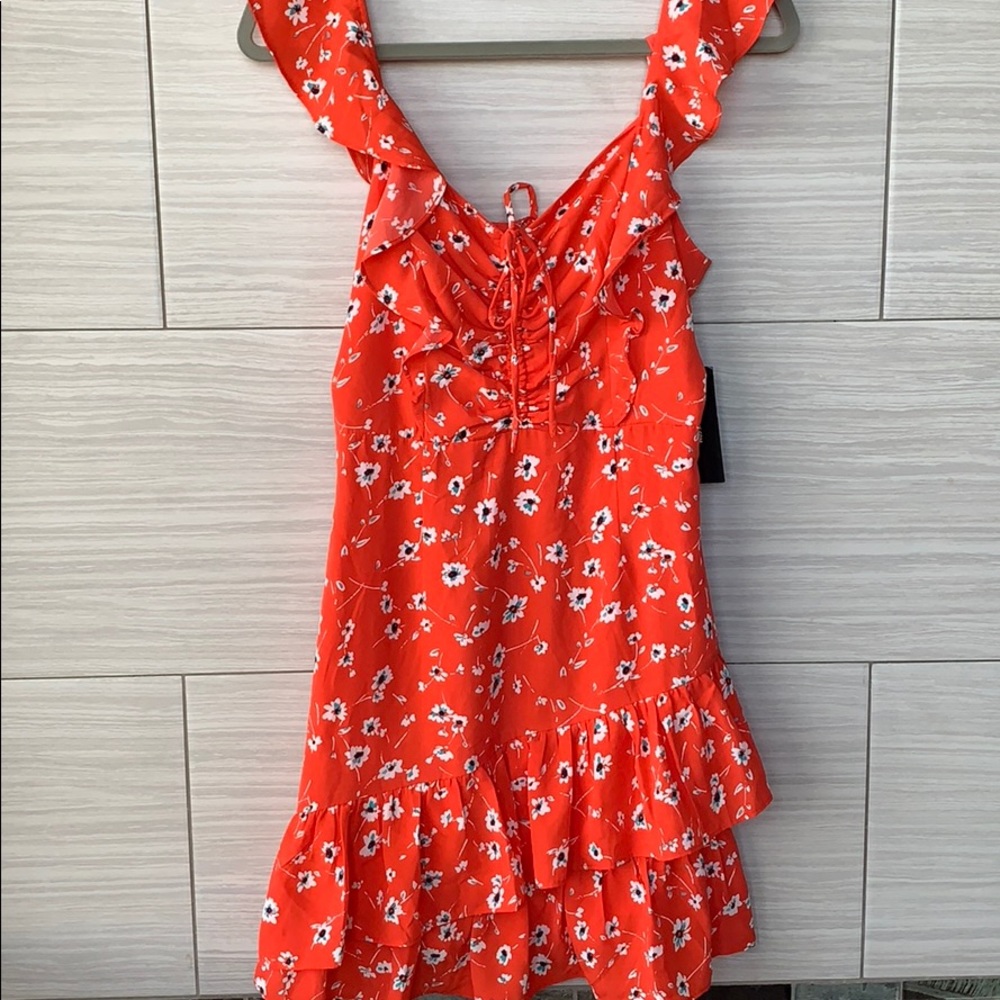 NWT Lulus Floral Ruffled Mini Skater Dress